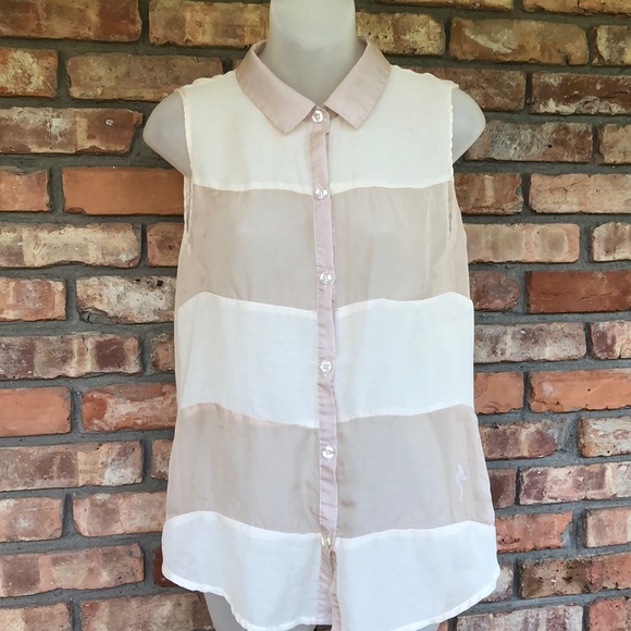 Charlotte Russe large sheer sleeveless button down - Picture 1 of 8